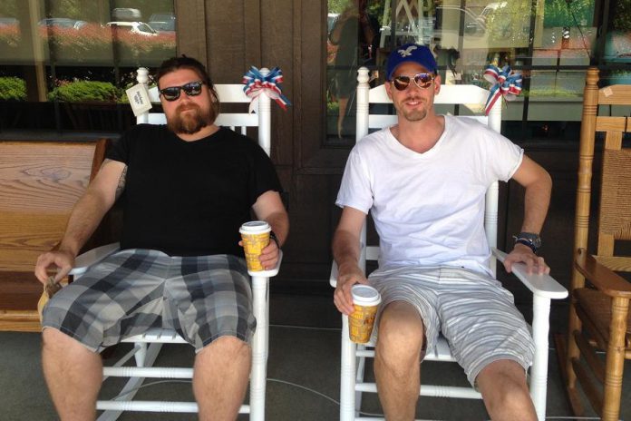 The Radius Project's producer and audio engineer Ryan Lalonde and producer and director Michael Hurcomb taking a break. (Photo courtesy of Michael Hurcomb)