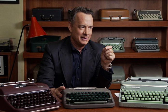 Tom Hanks in a scene from the award-winning documentary film "California Typewriter", an ode to the typewriter that opens the 2018 Reframe Film Festival. Typewriters will be set up at all venues during the festival so attendees can contribute to a community art project being created by Peterborough mixed-media artist Jeffrey Macklin. (Photo: American Buffalo Pictures)