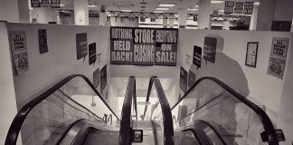 Peterborough resident Barry Killen posted a video on Instagram of the doors of the local Sears store being locked for the final time. He also posted this symbolic photo, which he calls "Death of a Salesman 2018". All Sears stores closed on January 14, 2018, the end result of the department store chain declaring bankuptcy in 2017. (Photo: Barry Killen @theburleighridge_beareh / Instagram)