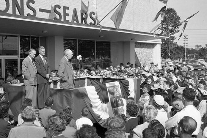 The opening of the store was a significant milestone for Peterborough, with then-mayor of Peterborough John Dewart attending along with large crowds. (Photo: Peterborough Museum and Archives)