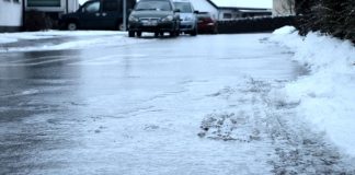 Black ice in winter