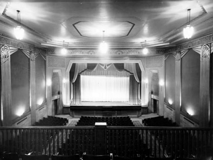 A view of the Academy Theatre auditorium and stage from the balcony in 1947. The theatre began to screen silent movies in 1918 and added talking films in 1923. (Photo: Archives of Ontario