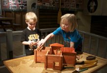 Children building a fort in 2016 at Great Canadian Family Day at The Canadian Canoe Museum in Peterborough. The 2018 event featuring activities, artisan demonstrations, and a canoe zip line returns on Monday, February 19th. (Photo courtesy of The Canadian Canoe Museum)