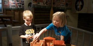 Children building a fort in 2016 at Great Canadian Family Day at The Canadian Canoe Museum in Peterborough. The 2018 event featuring activities, artisan demonstrations, and a canoe zip line returns on Monday, February 19th. (Photo courtesy of The Canadian Canoe Museum)