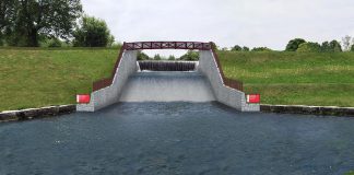 A rendering of the Millbrook Dam once the $3.9 million reconstruction has been completed in October 2018. The project will include the construction of a new 12-metre wide spillway and reconstructed earthen embankment, as well as installation of a public walkway and landscaping of the site, while maintaining the waterfall feature. (Graphic courtesy of Otonabee Conservation)