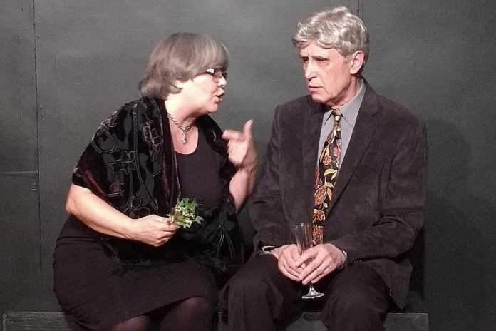 In a gender reversal of the typical romantic comedy, Bud (Don Hughes) is the hopelessly romantic one, while Molly (Margaret Hughes) is cynical and disinterested. (Photo: Sam Tweedle / kawarthaNOW)