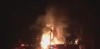 An early morning fire on February 2, 2018 destroyed Towns and Leahy Mercantile and Deli in the historic PG Towns and Sons General Store in Douro. (Photo: Harrison Perkins / Facebook)