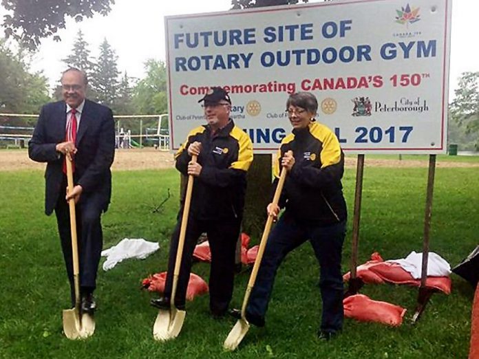 The City of Peterborough, the Rotary Club of Peterborough, and the Rotary Club of Peterborough Kawartha are each contributing funding for the construction this spring of a new outdoor gym at Beavermead Park overlooking Little Lake. (Photo courtesy of Rotary Club of Peterborough)