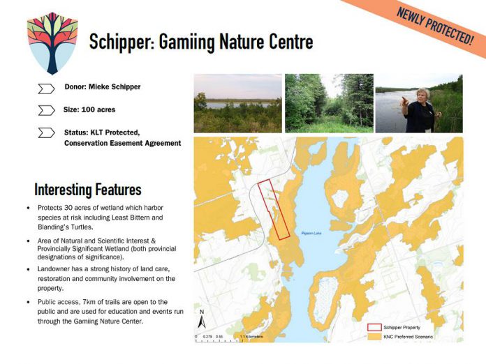 Features of the newly protected Schipper / Gaming Nature Centre property. (Graphic courtesy of Kawartha Land Trust)