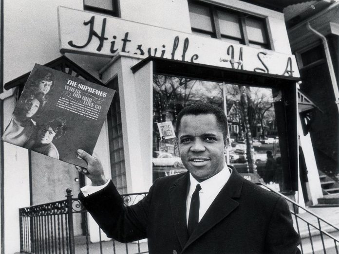 Berry Gordy Jr., founder of Motown Records, in front of Motown's Hitsville U.S.A. studio in Detroit in 1964. (Publicity photo)