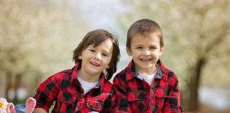 Two boys enjoying Easter