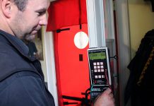 A energy auditor conducts a pre-audit blower door test on a residential home in Peterborough. Over the past 25 years, GreenUP has conducted energy audits for more than 40 per cent of the homes in the Peterborough area. Currently, GreenUP provides audit services for two energy incentive programs available for local homeowners: the Enbridge Gas Home Energy Conservation Program and the Union Gas Home Reno Rebate Program. (Photo courtesy of GreenUP)