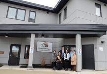 Peterborough Mayor Daryl Bennett, Peterborough-Kawartha MP Maryam Monsef, and MPP for Peterborough Jeaf Leal were among the attendees at the official opening of Ontario Aboriginal Housing Services Corporation’s project at 721 Monaghan Road in Peterborough. The project, in a redeveloped former fire hall, will provide 11 units of affordable housing for Indigenous people. (Photo courtesy of the City of Peterborough)