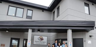 Peterborough Mayor Daryl Bennett, Peterborough-Kawartha MP Maryam Monsef, and MPP for Peterborough Jeaf Leal were among the attendees at the official opening of Ontario Aboriginal Housing Services Corporation’s project at 721 Monaghan Road in Peterborough. The project, in a redeveloped former fire hall, will provide 11 units of affordable housing for Indigenous people. (Photo courtesy of the City of Peterborough)
