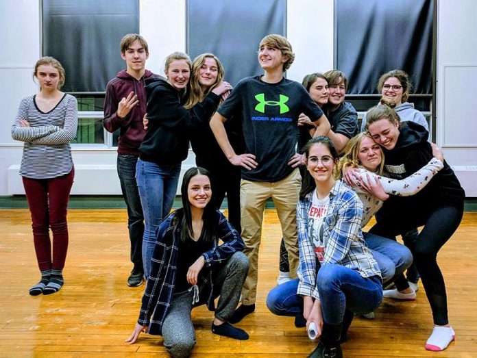 Some of the cast of <em>After the Battle</em>, written by Greg Nugent and directed by Jen Nugent, having fun during a rehearsal. (Photo: Jen Nugent / Enter Stage Right)