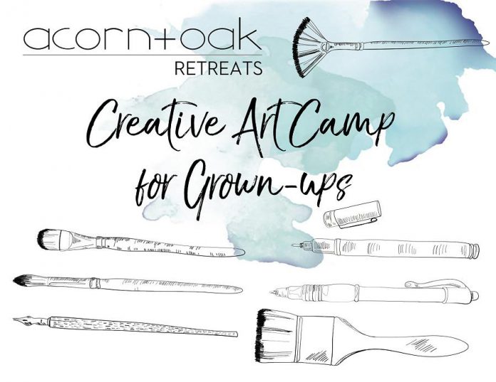 A new Creative Art Camp for Grown Ups runs from May 4 to 6 at Tamarack Lodge. (Graphic courtesy of Acorn & Oak Retreats)