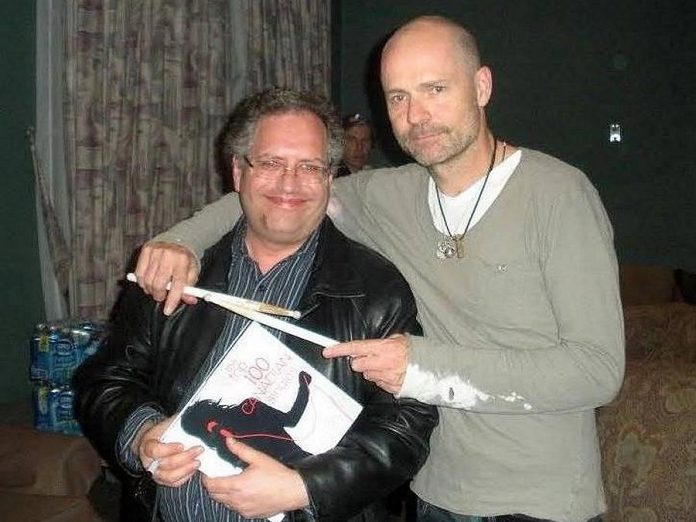 Veteran Canadian broadcaster, author, and music critic Bob Mersereau, shown here with the late Gord Downie several years ago, has praised "The Lost Album", the debut album of original material by Peterborough musicians Rick and Gailie Young. (Photo: Bob Mersereau / Facebook)