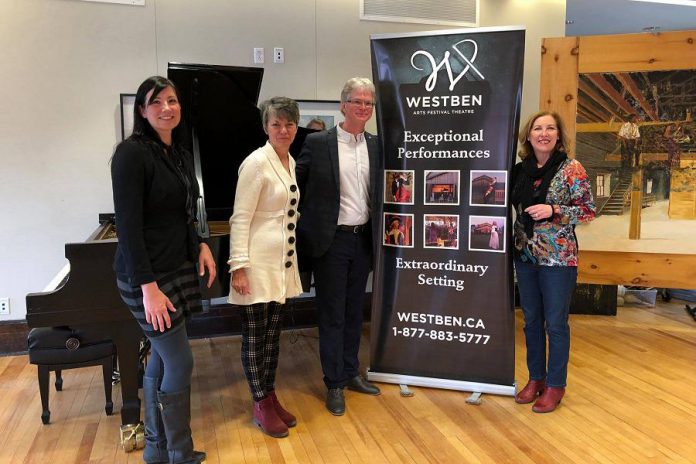 Northumberland—Peterborough South MP Kim Rudd (right) announced $100,000 for Westben Arts Festival Theatre in Campbellford. Also pictured is Westben business manager Rebecca Baptista, board vice-chair/secretary Catherine Warrener, and artistic director Brian Finley. (Photo: Office of Kim Rudd)