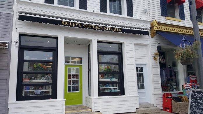 In the former location of Kawartha Coffee Co. at 49 Bolton Street in Bobcaygeon, Bigley's Cottage Kitchen is open to the adjacent Bigley's men's wear store so customers can walk through. (Photo: Jeannine Taylor / kawarthaNOW.com)