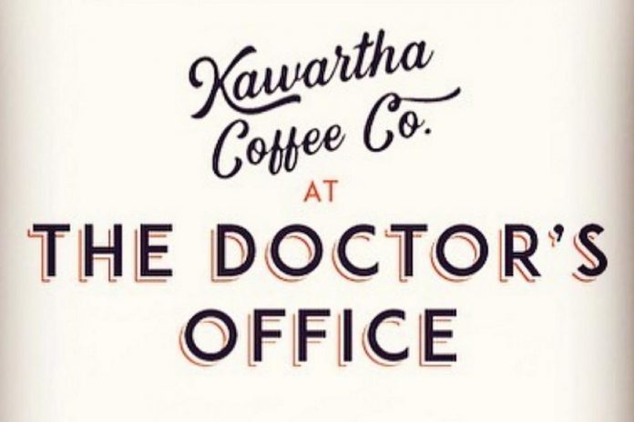 The new logo of Kawartha Coffee Co. at The Doctor's Office, designed by Douglas + Son of Bobcaygeon.