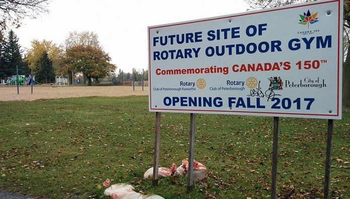 Announced in June 2017, the Rotary adult outdoor gym at Beavermead Park was originally scheduled to open in the fall of 2017. Work on the project will now begin in May 2018. (Photo: Bruce Head / kawarthaNOW.com)