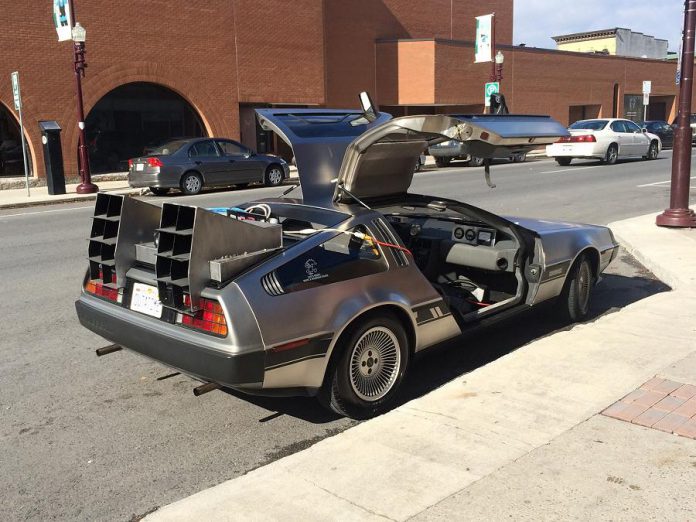 Desmond Vandenberg, new owner of The Black Horse Pub, brought his 1981 DeLorean sports car (one of approximately 6,000 believed to exist) to Galaxy Cinemas in 2015 (where his son was working at the time) to help promote a "Back to the Future" movie  marathon. (Photo:  Desmond Vandenberg / Facebook)