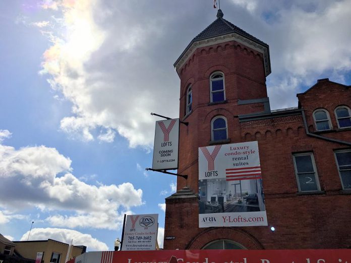 Atria Development in Toronto purchased the historic Peterborough YMCA building in downtown Peterborough and is converting it into 140 luxury apartments. The redevelopment of heritage buildings often reduces the availability of affordable living and studio spaces for artists. (Photo: Tammy Thorne / kawarthaNOW.com)