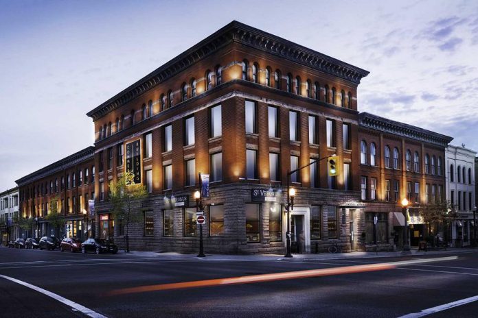 Local realtor and developer Paul Bennett, who attended the EC3 event, recently purchased the historic Commerce Building in downtown Peterborough from Jim Braund. Bennett plans to rejuvenate the building as shown in this concept photo, and is replacing windows. He has pledged to meet and work with residential and commercial tenants of building. (Photo courtesy of Paul Bennett / Ashburnham Realty)