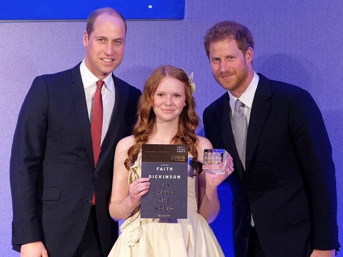 Peterborough's Faith Dickinson received the Diana Award, presented by from Prince William and Prince Harry, in 2017 for her "Cuddles for Cancer" charity. She has now been invited to the May wedding of Prince Harry and Meghan Markle. (Photo: Kensington Palace)