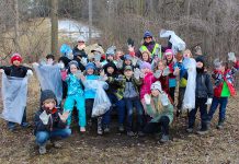 Around 100 students and staff from King George Public School in Peterborough organized a clean up of Armour Hill and Rube Brady Park in East City on April 5th. Many Earth Day cleanups are planned throughout the City of Peterborough, including a city wide annual cleanup, The Super Spring Cleanup hosted by Rotary Club of Peterborough on Saturday, April 21st at Confederation Park across from City Hall. (Photo courtesy of GreenUP)