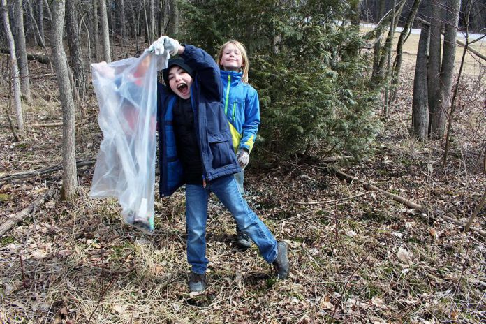 Students who participated in the April 5th clean up are hoping to be an example to other users of Armour Hill to dispose of litter properly and respect the local environment.(Photo courtesy of GreenUP)