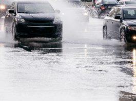 Cars in heavy rain
