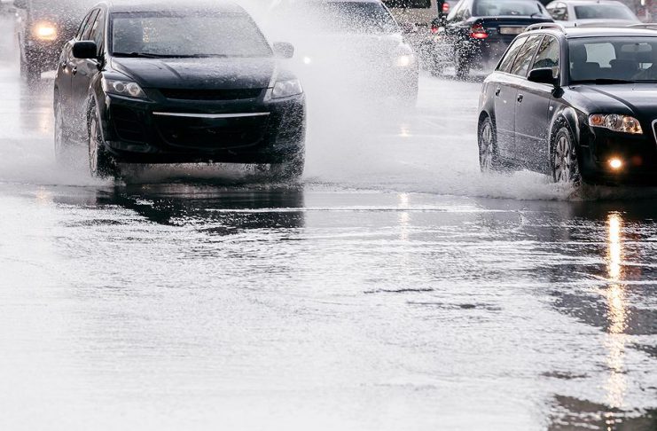 Cars in heavy rain