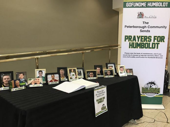 The completed book of condolences will be sent to the Humboldt Broncos team leadership later in April. (Photo courtesy of the Peterborough Petes)