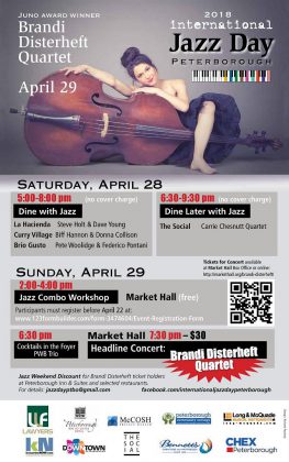 International Jazz Day Peterborough events takes place on April 28 and 29, 2018. (Poster: International Jazz Day Peterborough)