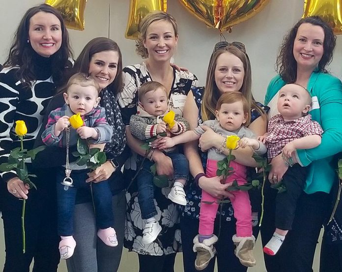 Some of the PRHC Foundation Mombassadors with their babies. The group of 13 local professional women, whose children were born at the Peterborough Regional Health Centre (PRHC), are raising funds so the hospital can purchase a new electronic fetal monitor. (Photo courtesy of PRHC Foundation)