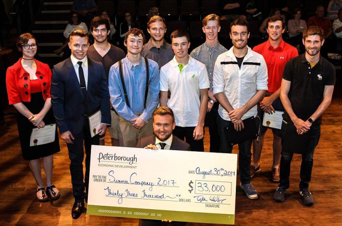 Students in the 2017 Summer Company program run through the Peterborough & the Kawarthas Economic Development Business Advisory Centre at a celebration at the Market Hall in Peterborough in August 2017. A total of 11 student entrepreneurs received $33,000 in grants to support their businesses. The deadline to apply for the 2018 Summer Company program is May 19, 2018.  (Photo courtesy of Peterborough & the Kawarthas Economic Development)