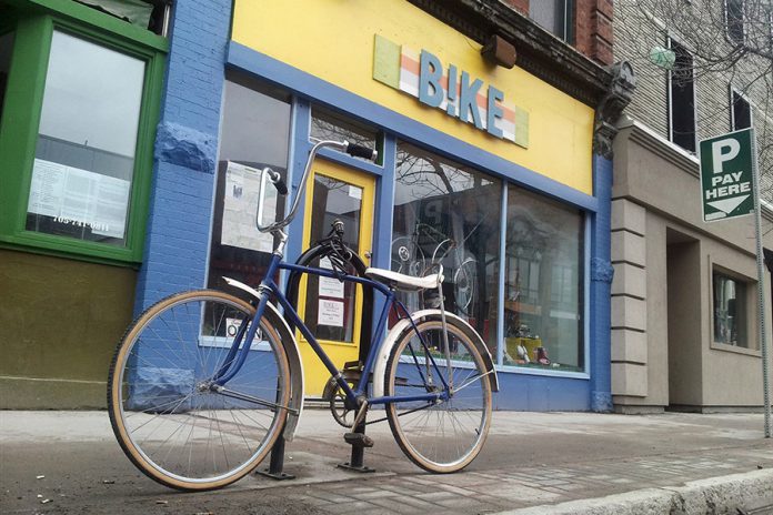 B!KE, a non-profit organization in downtown Peterborough supporting cycling, was vandalized in April 2018. Police have arrested and charged a 17-year-old Peterborough youth. (Photo coutesy of B!KE)