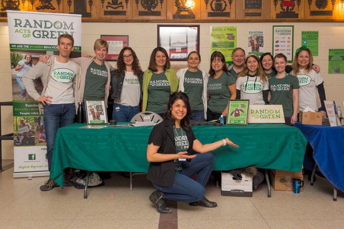  Jessica Correa (front), founder of social enterprise Random Acts of Green, with her team. Random Acts of Green is developing a new mobile app to encourage people to choose greener behaviours. A free community discussion on the new app will take place on May 10, 2018 at Lett Architects in downtown Peterborough. (Photo: Random Acts of Green)