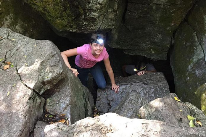 Spelunking (cave exploring) is a unique activity available at the Warsaw Caves Conservation Area and Campground. (Photo courtesy of Otonabee Conservation) 