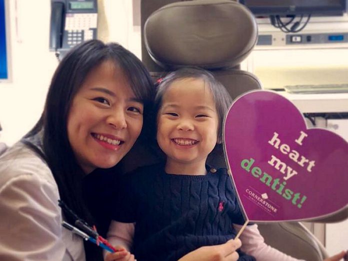 Dr. Anna Jo with her daughter. Other practitioners often refer families with children to Cornerstone Family Dentistry for their specialized care in children's dentistry. They are the only office in the Peterborough area to have a paediatric dentist who is available to work with infants, children, and adolescents. They provide several treatment options for sedation dentistry, such as nitrous oxide and oral sedation for those nervous young patients who find it difficult sitting through a dental procedure. (Photo courtesy of Cornerstone Family Dentistry)