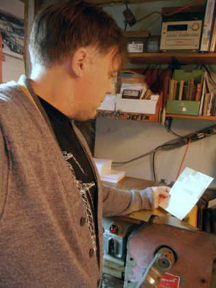 Peterborough artist and graphic designer Jeff Macklin is creating letterpress certificates for the inaugural Peterborough Arts Awards.  (Photo: Jeff Macklin / Facebook)