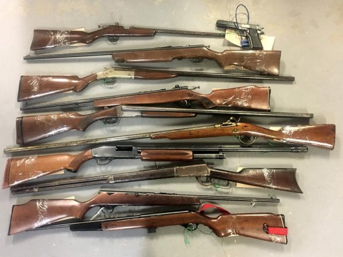 Some of the firearms collected by the City of Kawartha Lakes Police Service during the April gun amnesty.  (Photo courtesy of the City of Kawartha Lakes Police Service)