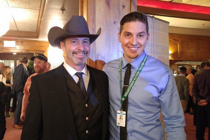 Jack Veitch (right) of the Canadian Mental Health Association, Haliburton, Kawartha, Pine Ridge with "the Cowboy Goalie" Clint Malarchuck, a former NHL goaltender and mental health advocate. (Photo: Jack Veitch)