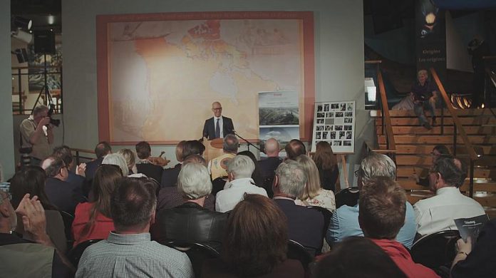  On May 16, 2018, Garfield Mitchell, director of the W. Garfield Weston Foundation, announced a gift of $7.5 million to The Canadian Canoe Museum's capital campaign. (Photo: Canadian Canoe Museum)