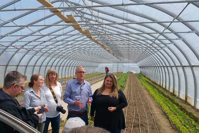 Representatives from the Peterborough Regional Farmers Network and several local farmers at Circle Organic Farmi in Millbrook on May 11, 2018 where they announced the creation of a new Peterborough farmers' market. (Photo courtesy of Peterborough Regional Farmers Network)