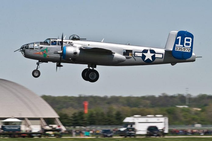 The B-25 Bomber "Maid in the Shade" in flight.  (Photo: Arizona Commemorative Air Force Museum)