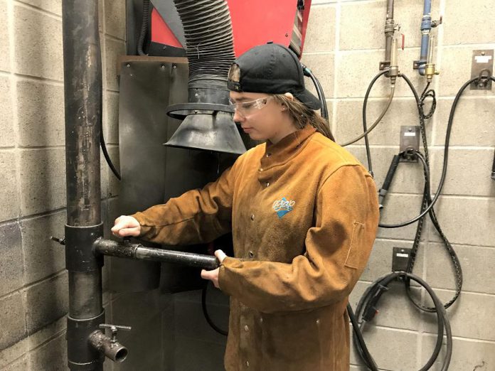 Maddy hopes to score her second-year apprenticeship and get her Red Seal endorsement, a national trade standard, in Ontario. She dreams of one day living and working somewhere near the Alberta/BC border. (Photo: Galen Eagle / PVNC Catholic District School Board)