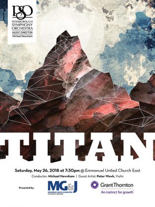 The Peterborough Symphony Orchestra closes its 2017/18 concert season with Titan at Emmanuel United Church East in Peterborough. Tickets are available from the Showplace box office.