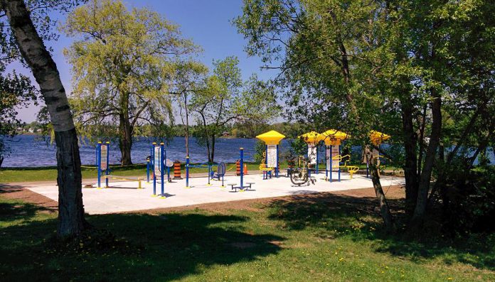 The Rotary Outdoor Adult Gym is located in the northwest corner of Beavermead Park, near the volleyball courts and the beach. (Photo: Bruce Head / kawarthaNOW.com)